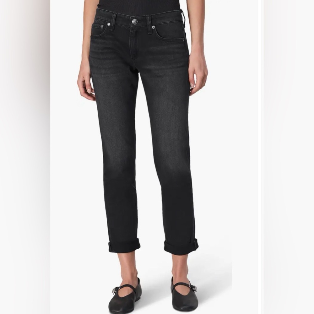 rag & bone Black Cropped High-Rise Straight Jeans